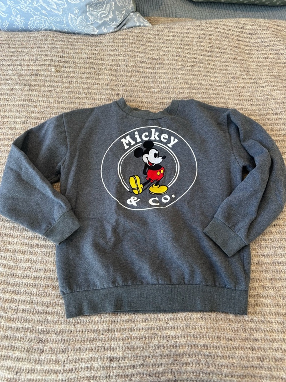 Disney Dark Gray Mickey & Co. Crewneck Sweatshirt with Classic Mickey Graphic